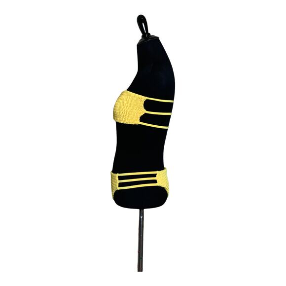 Yellow strapless two piece strings bikini size small - Picture 4 of 7